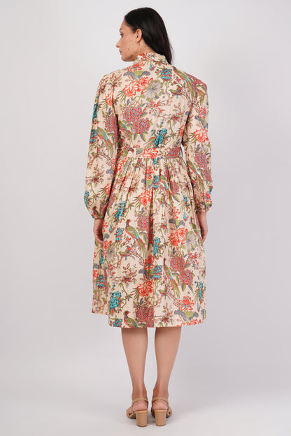 Tropical Avery Pleated Cotton Dress – Bird & Bloom Shirt Midi