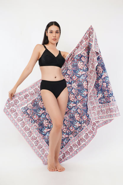Cotton Hand Printed Floral Beach Sarongs Wrap Raatrani
