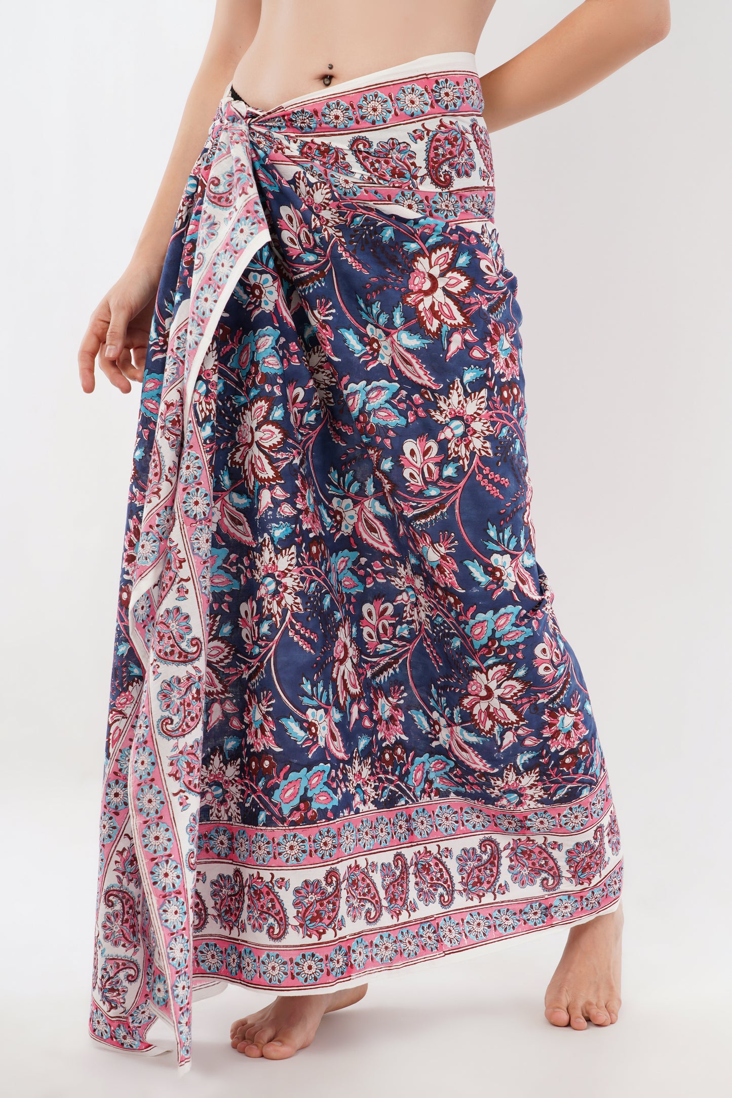 Cotton Hand Printed Floral Beach Sarongs Wrap Raatrani