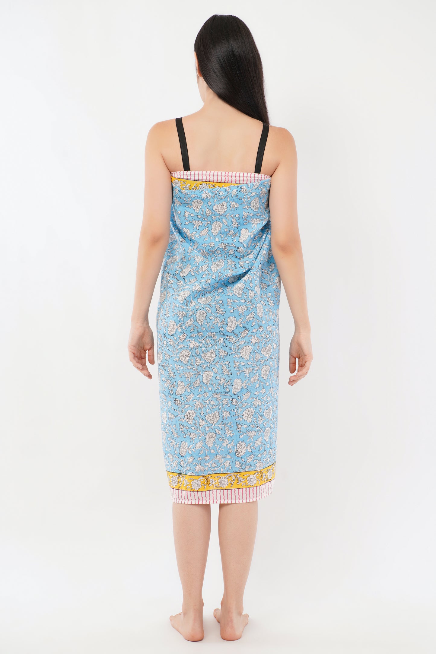 Cotton Hand Printed Turquoise Beach Sarongs Wrap Neelam