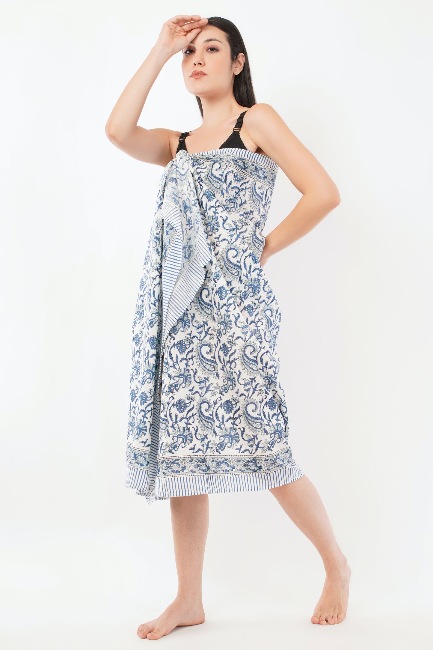 Cotton Blue Paisley Hand Printed Beach Sarongs Wrap Marlu