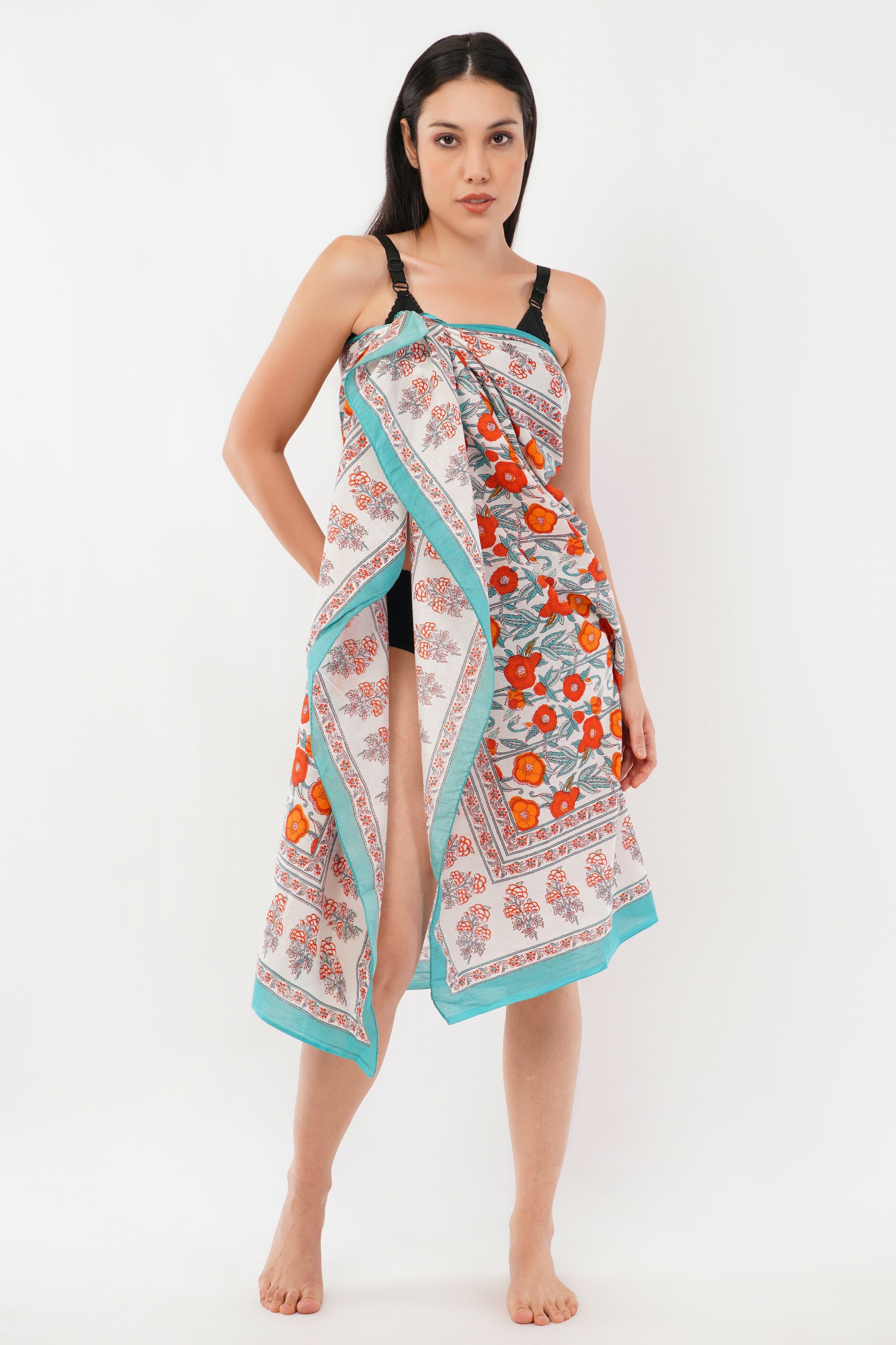Cotton Hand Printed Floral Beach Sarongs Wrap Kusum