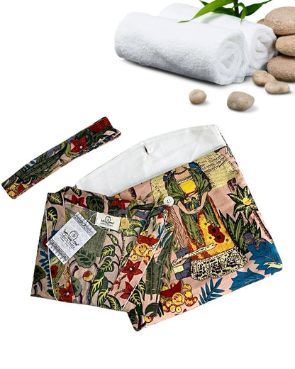 Cotton Printed Frida Dusty Pink Kahlo Kimono Kaftan Bathrobe