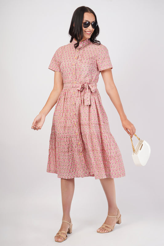 Gul-e-Bagru Hand Block Printed Cotton Shirt Long Dress