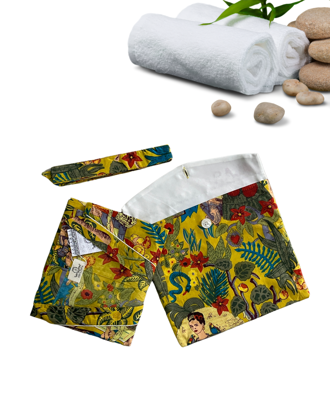 Cotton Printed Mustard Kahlo Kimono Kaftan Bathrobe