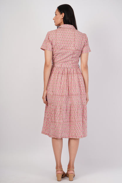 Gul-e-Bagru Hand Block Printed Cotton Shirt Long Dress