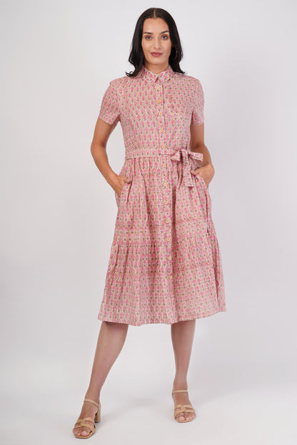 Gul-e-Bagru Hand Block Printed Cotton Shirt Long Dress