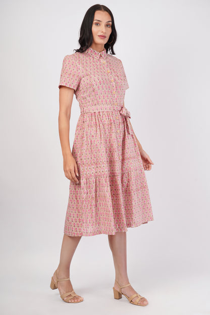 Gul-e-Bagru Hand Block Printed Cotton Shirt Long Dress