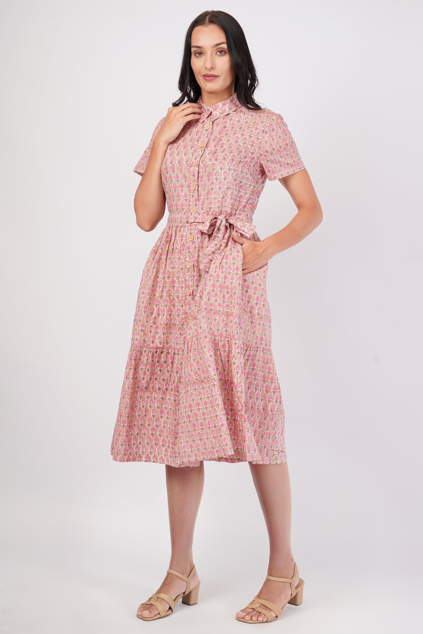 Gul-e-Bagru Hand Block Printed Cotton Shirt Long Dress