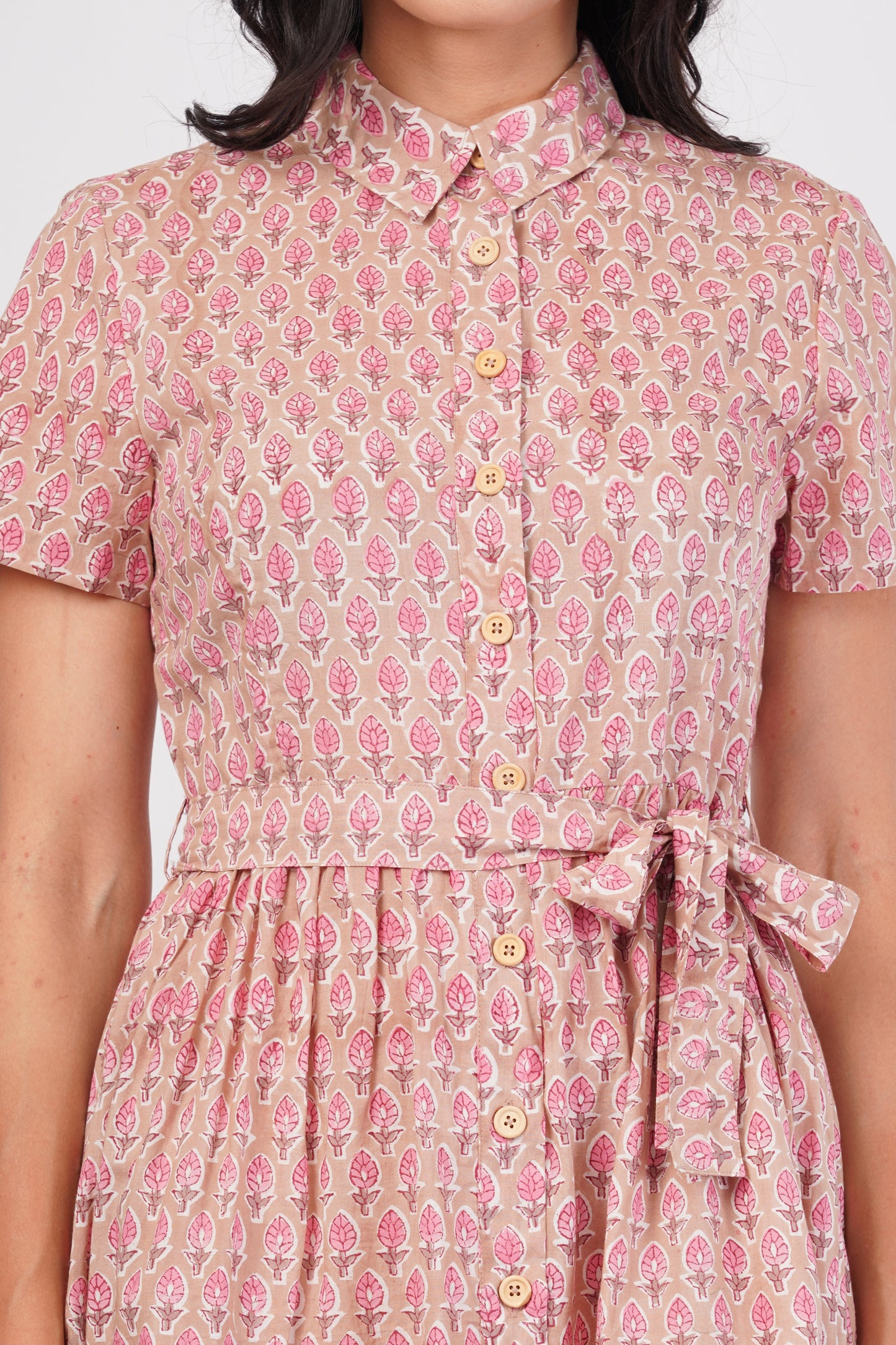 Gul-e-Bagru Hand Block Printed Cotton Shirt Long Dress